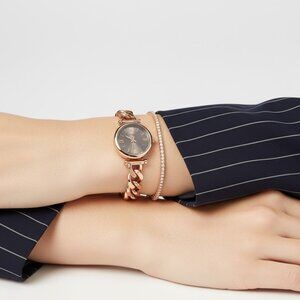 NWT Authentic Fossil Carlie Quartz Grey Dial Women's Watch